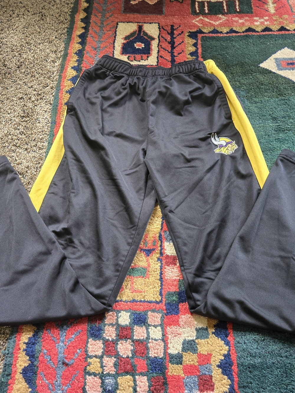 NFL Team Apparel Vikings Youth Large Track Pants Black Yellow Embroidered